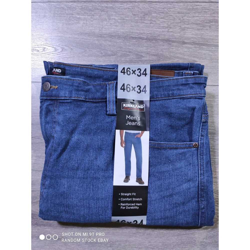 Kirkland Signature Mens Straight Fit Comfort Stretch Jeans Blue 46x34 7772001